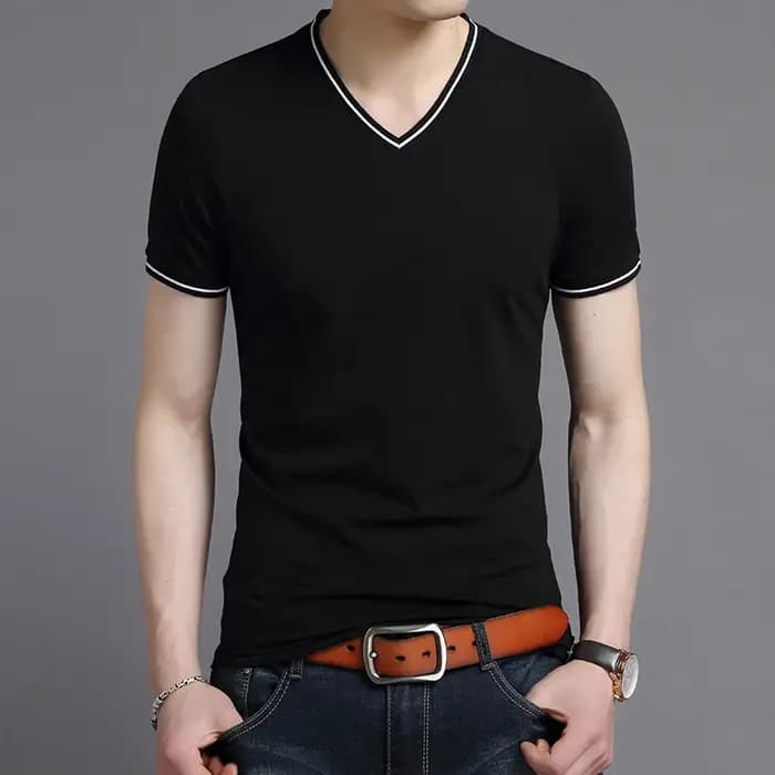 T-Shirt à Manches Courtes et Col en V pour Homme