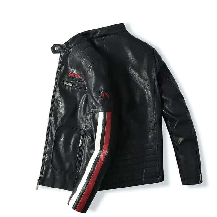 Veste de moto en cuir PU pour hommes, costume de course, littérature de couleur, plus veste en coton