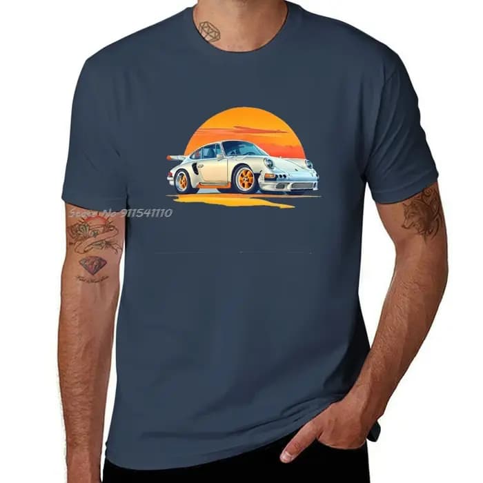 Blanc Porshe coton T-shirt vierges garçons imprimé Animal été unisexe hauts t-shirts Streetwear mode vêtements pour