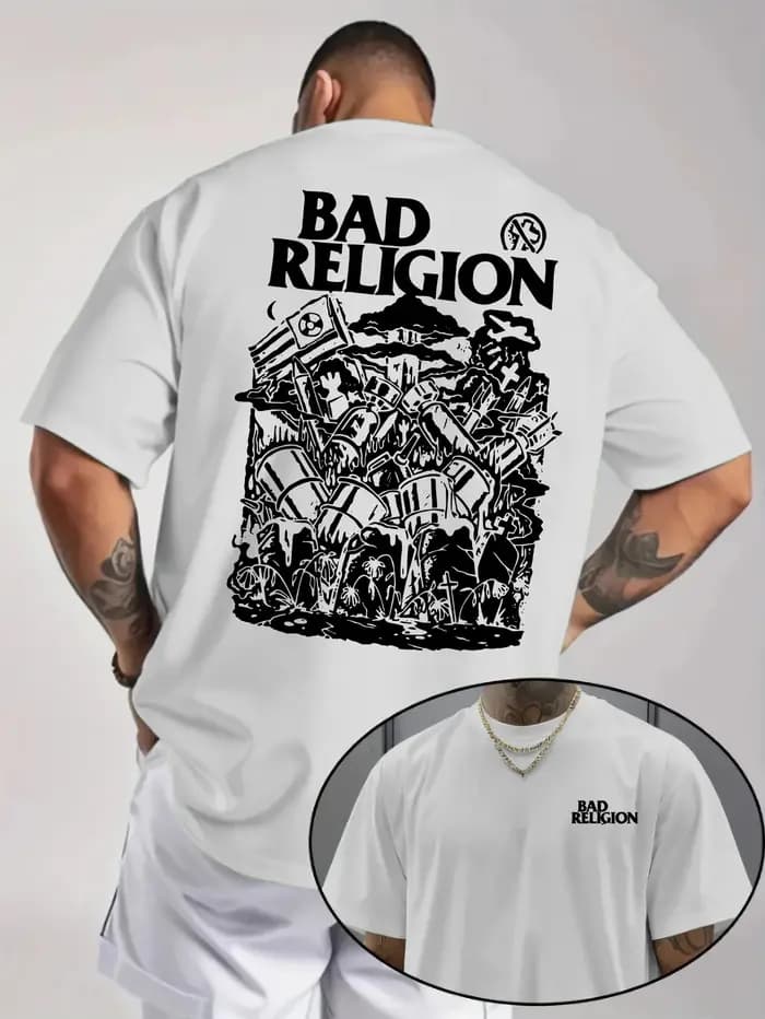 T-shirt à motif punk rock pour hommes - BAD RELIGION
