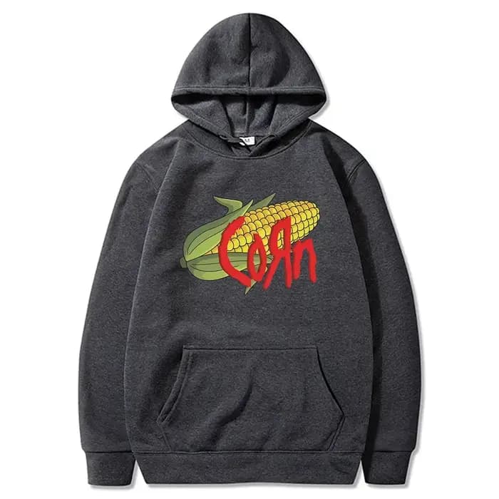 Korn maïs drôle Meme graphique à capuche hommes femmes Vintage gothique Rock sweat homme décontracté polaire coton