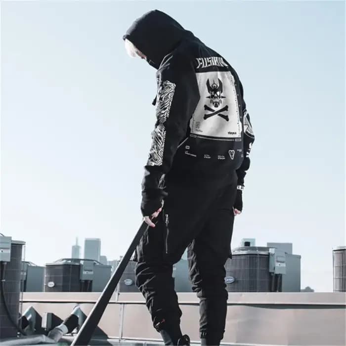 Sweat à capuche imprimé tête de mort pour hommes, sweats à capuche Hip Hop Harajuku, pull à motif en