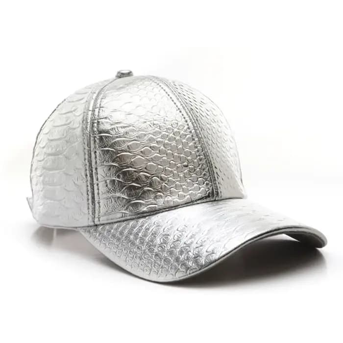 Casquette de baseball en cuir PU imitation crocodile style hip-hop urbain