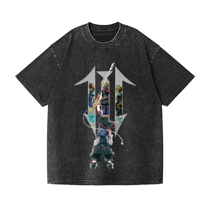 T-shirt vintage Kingdom Hearts avec effet délavé – Vêtements homme et femme – Coton – Nouvelle colle