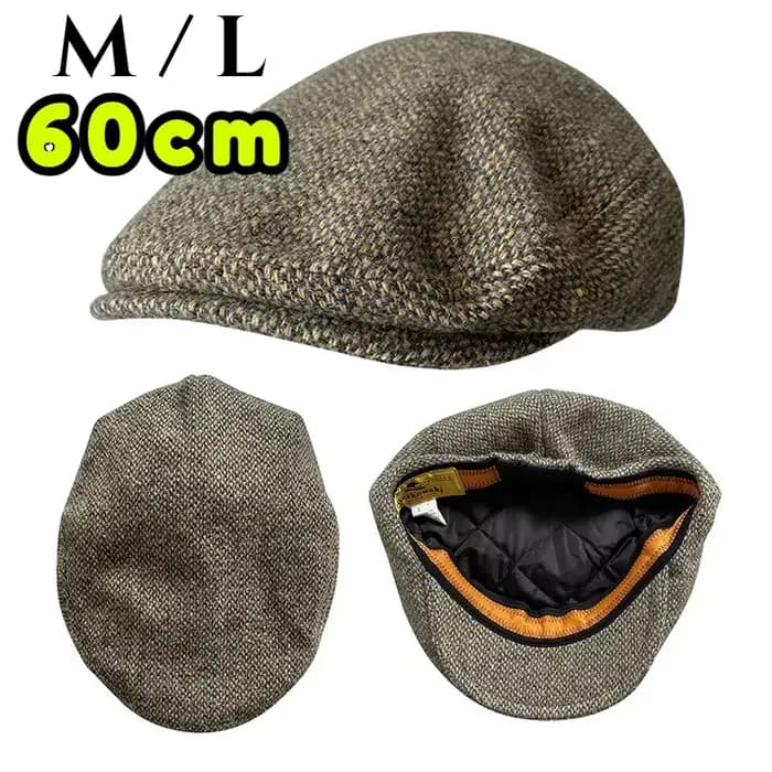 Gent Tweed rétro grande taille 60cm casquettes de gavroche hommes automne laine rayé à carreaux avant chapeau à chevrons plat haut détective béret