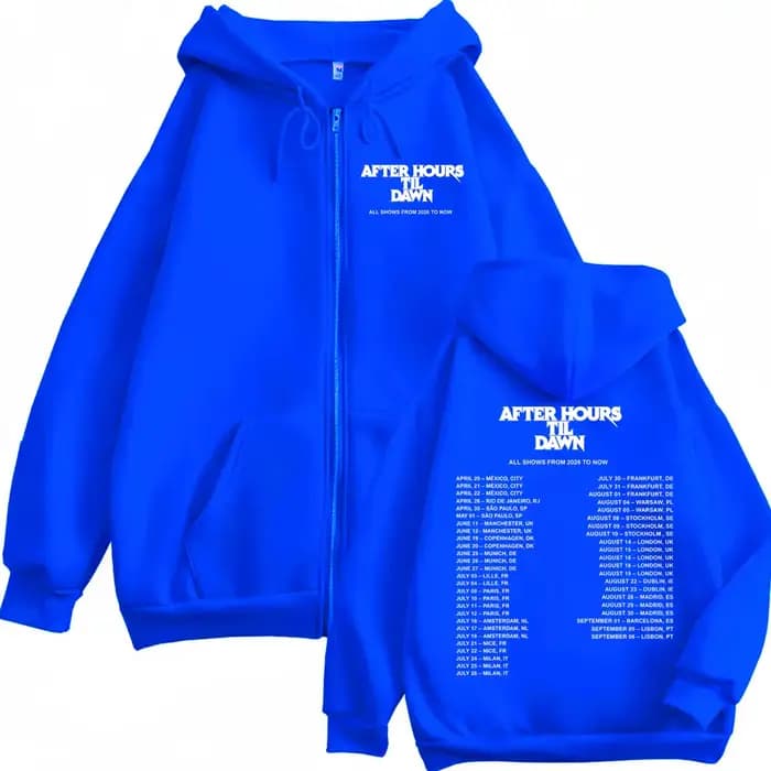 The Weeknd After Hours Til Dawn Tour 2026 – Sweat à capuche imprimé avec fermeture éclair pour homme et femme