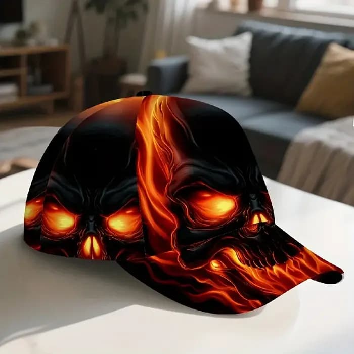 Casquette de baseball réglable avec imprimé crâne Hellfire pour hommes, 1 pièce | Casquette Street