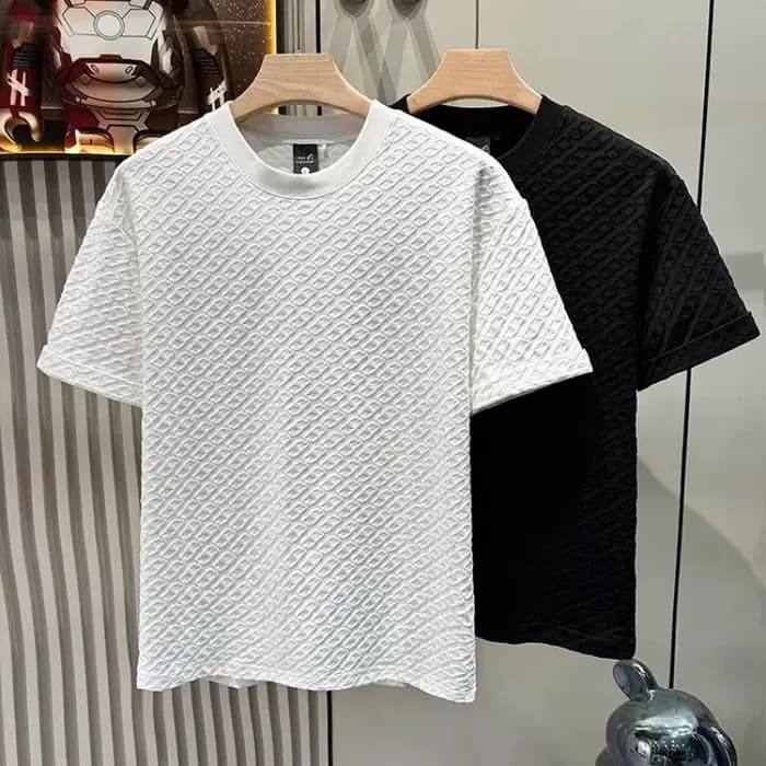 T-shirt d'été pour homme en jacquard texturé à manches courtes