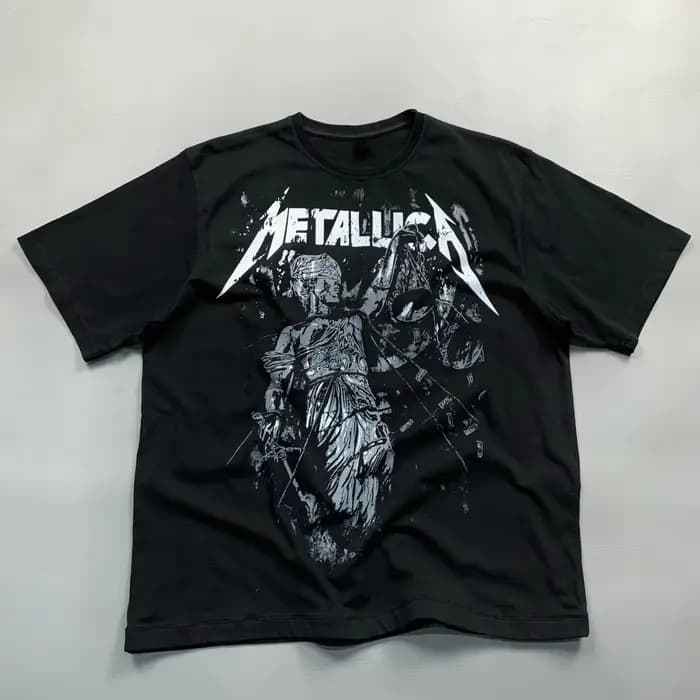 Metallica ...And Justice for All Album Graphic Unisex Cotton Shirt 2026 Summer New Men's Y2k Retro R