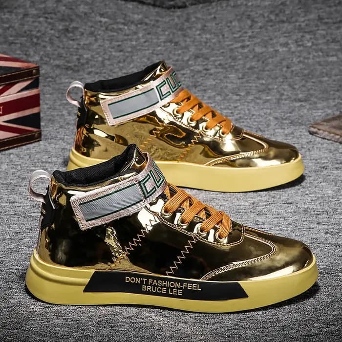 Hommes de luxe espadrilles décontractées chaussures de course haut or baskets HipHop confortable mode
