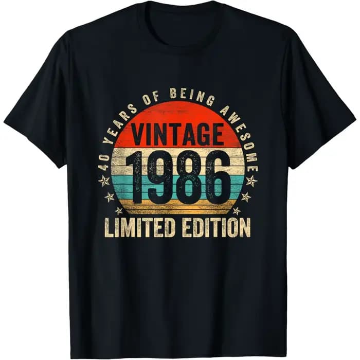 40 ans Vintage né en 1986 drôle 40th anniversaire cadeaux t-shirts hommes Streetwear t-shirt à manches courtes unisexe vêtements amples