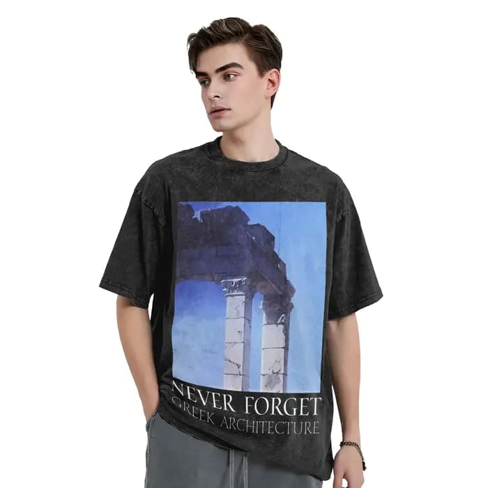 N'oubliez jamais l'architecture grecque hommes T-Shirts lavés géniaux