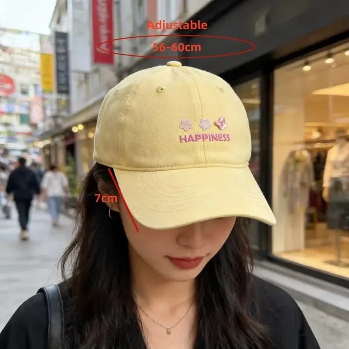 Casquette de baseball couleur macaron avec petite broderie florale