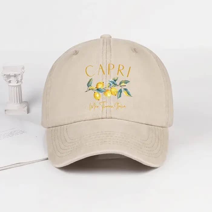 Casquette de baseball vintage délavée avec motif citron
