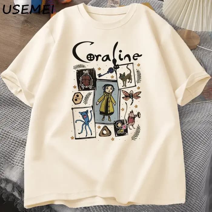 Coraline Halloween T-shirt femmes hommes effrayant Vintage