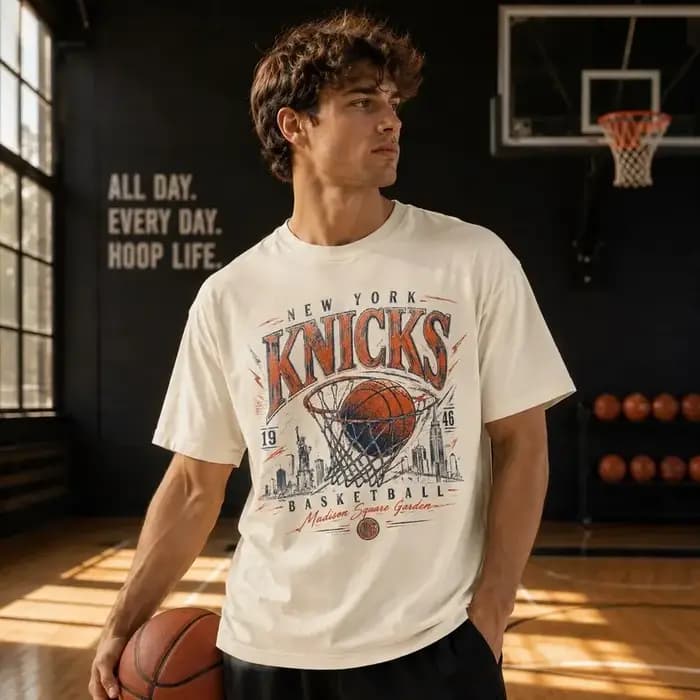 T-shirt de basket-ball graphique vintage des Knicks de New York