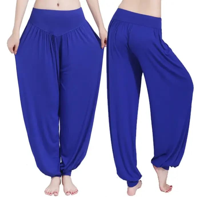 Femmes sarouel décontracté ample coton solide taille élastique pantalon à jambes larges grande