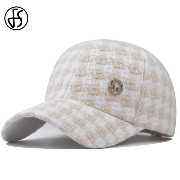 Casquettes de baseball à carreaux beiges de marque FS pour hommes