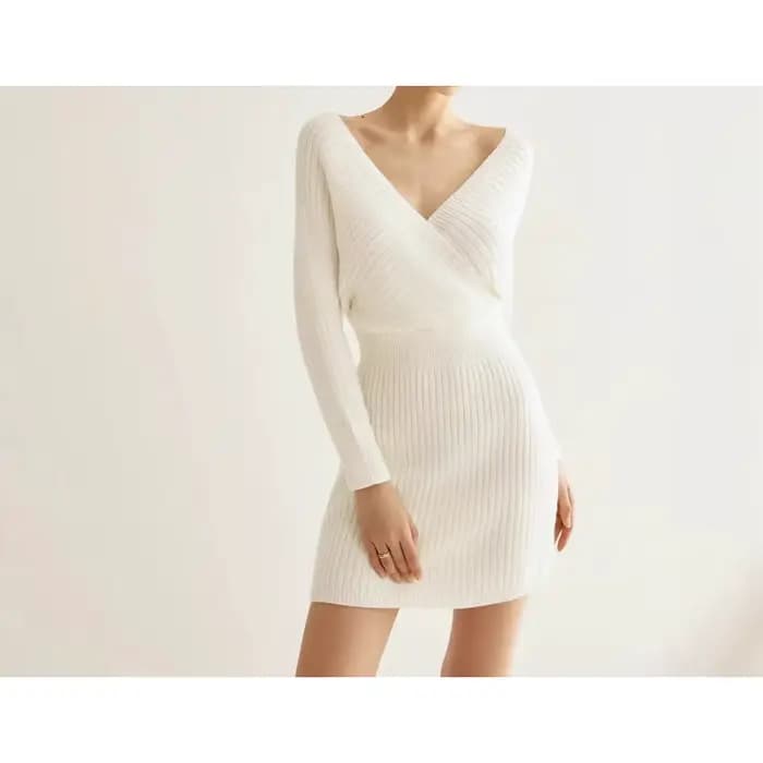 Robe tricotée enveloppée dans les hanches pour femmes