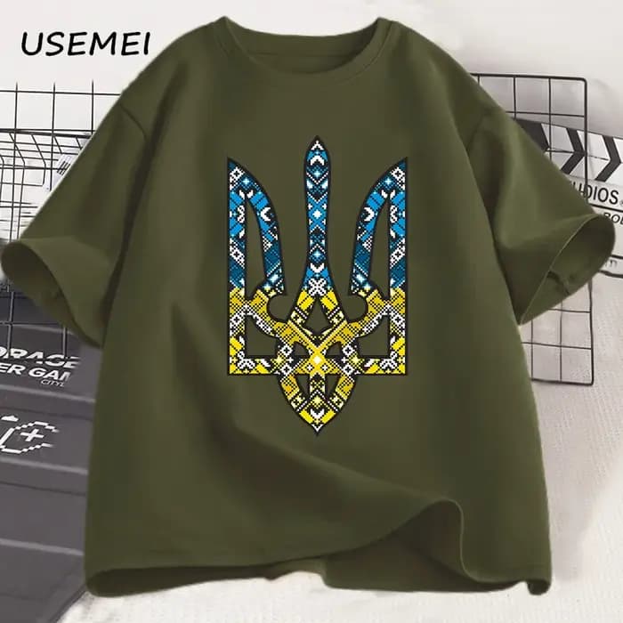 Ukraine emblème imprimé T-shirt hommes femmes col rond décontracté hauts t-shirts ukrainien Trident cadeau