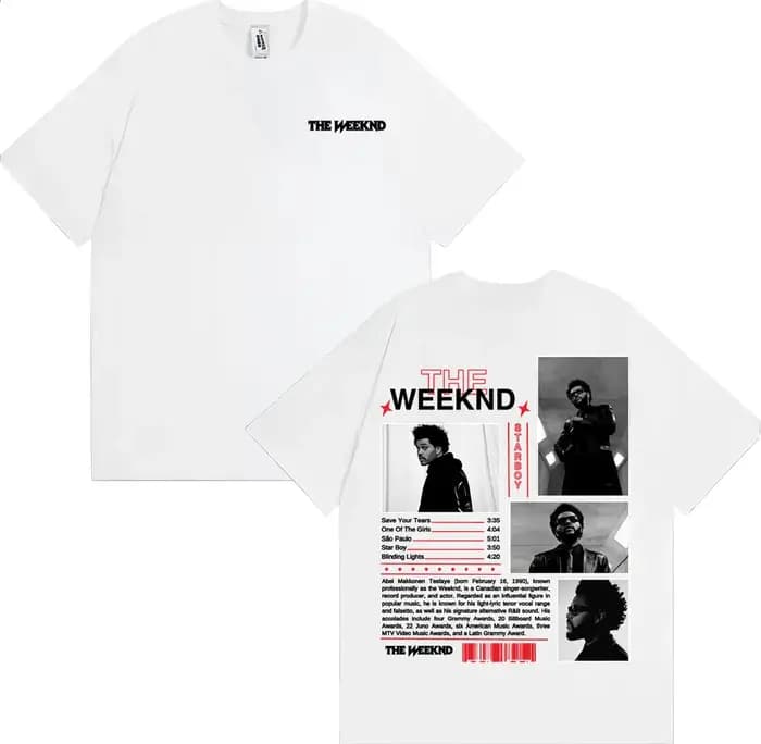 Rappeur The Weeknd Starboy Album couverture T-shirt vêtements pour hommes Harajuku Punk Hip Hop T-shirts homme 100%