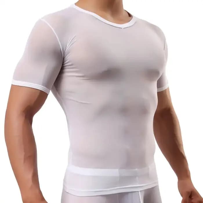 Grande taille hommes T-shirt col rond à manches courtes mince couleur unie