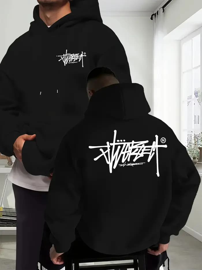 Sweat-shirt à capuche à lettres graffiti pour hommes et femmes
