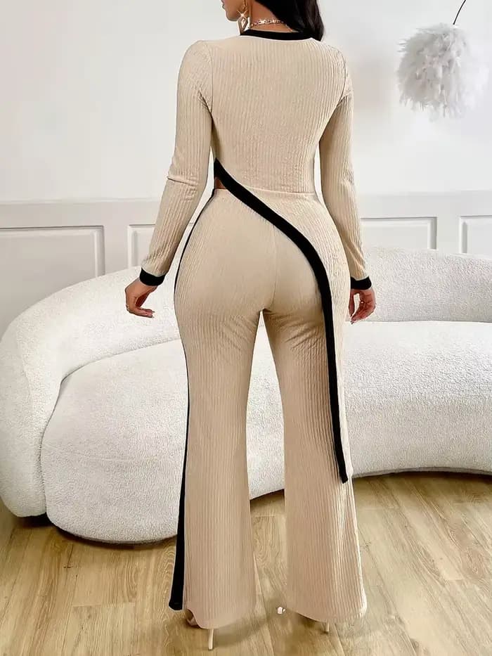 Ensemble haut et pantalon à ourlet asymétrique pour femmes