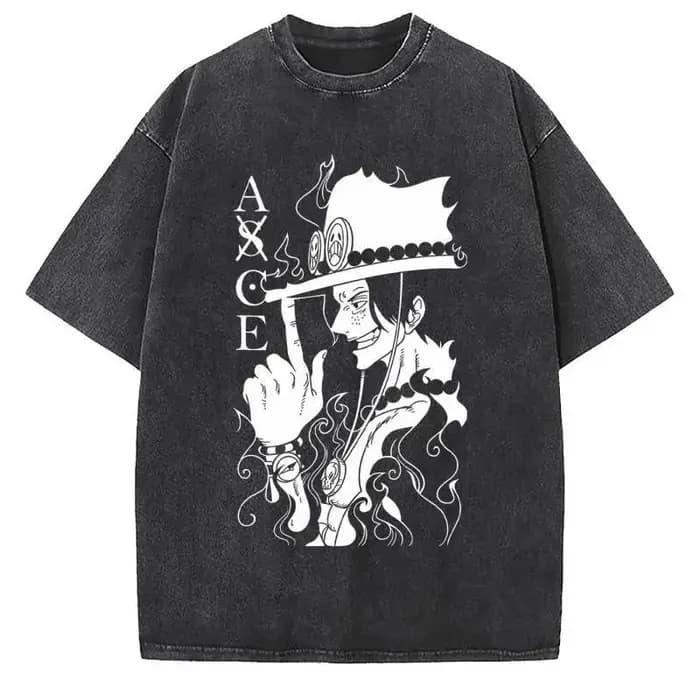 T-shirt unisexe délavé à imprimé graphique anime vintage gothique