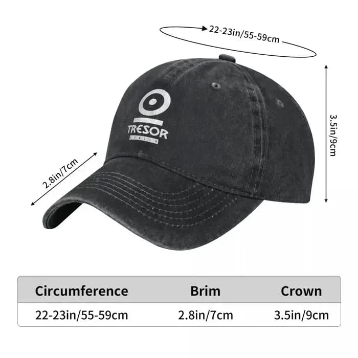 Tresor Berlin unisexe Schwarz demin casquette légère casquettes hommes