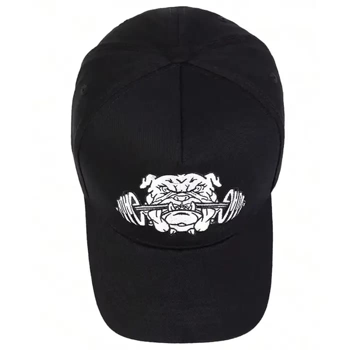 Casquette de Baseball unisexe avec haltères bouledogue brodés