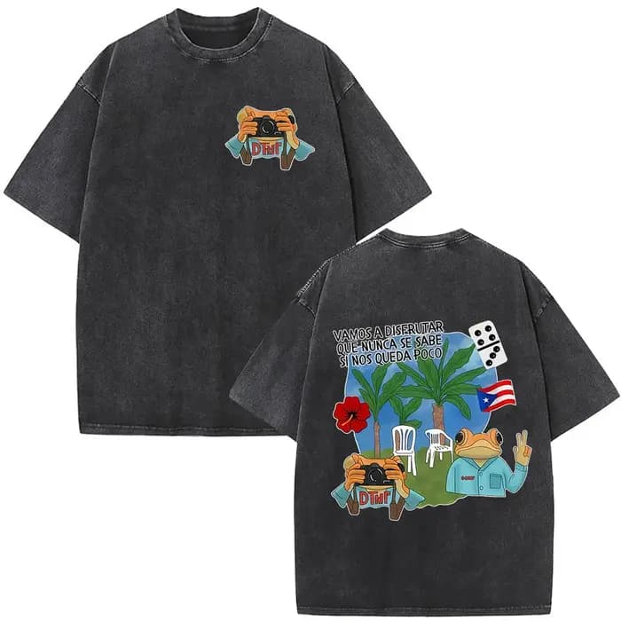 T-shirt Rapper Bad Bunny Vintage Lavé Debi Tirar Mas Fotos DTMF World Tour Album T-shirts Hommes Fem