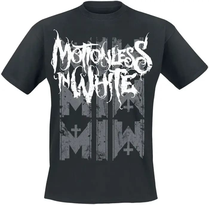T-shirt imprimé avec logo MIW en écriture gothique Motionless in White, t-shirt neutre décontracté 1