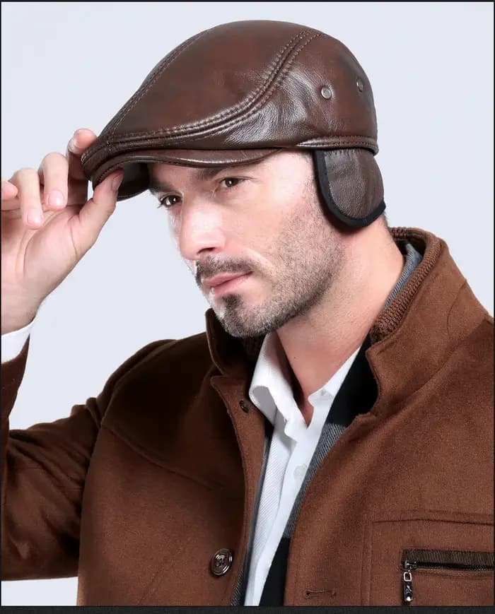Casquette de baseball en cuir véritable pour hommes