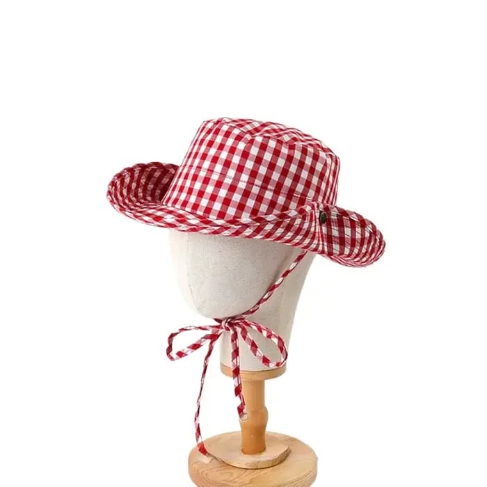 INS – chapeaux de pêcheur à carreaux rouges pour femmes