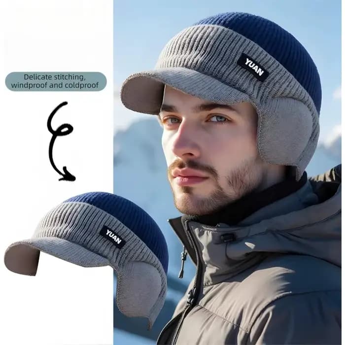 1/2 pièces Bonnet tricoté d'hiver pour homme