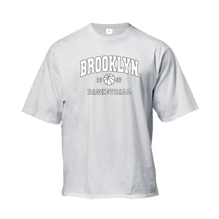 Brooklyn-T-shirt de course imprimé basket-ball pour hommes, vêtements de fitness en maille à séchage