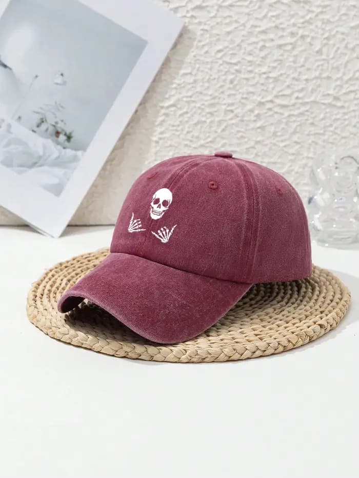 Casquette de baseball à imprimé tête de mort pour hommes et femmes