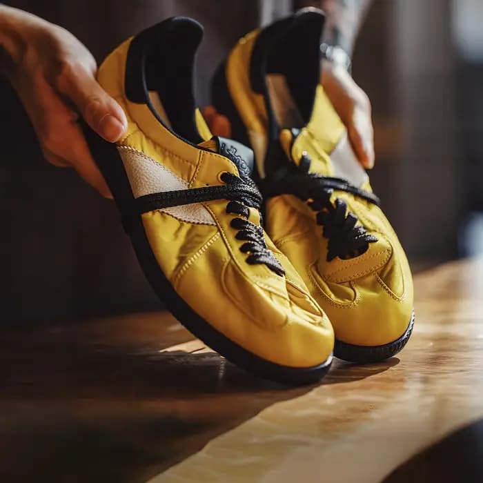 Maden Baskets unisexe jaunes vintage classiques basses à semelle plate légères décontractées de styl