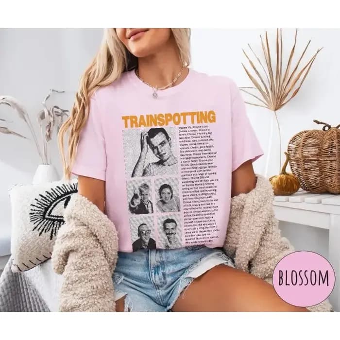 Trainspotting Choose Life Shirt - T-shirt en coton ample et respirant avec affiche de film culte des années 90