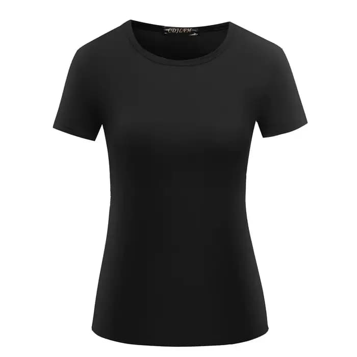 Femmes manches courtes T-shirt chemise à bascule col rond chemise noir blanc dessus de couleur unie