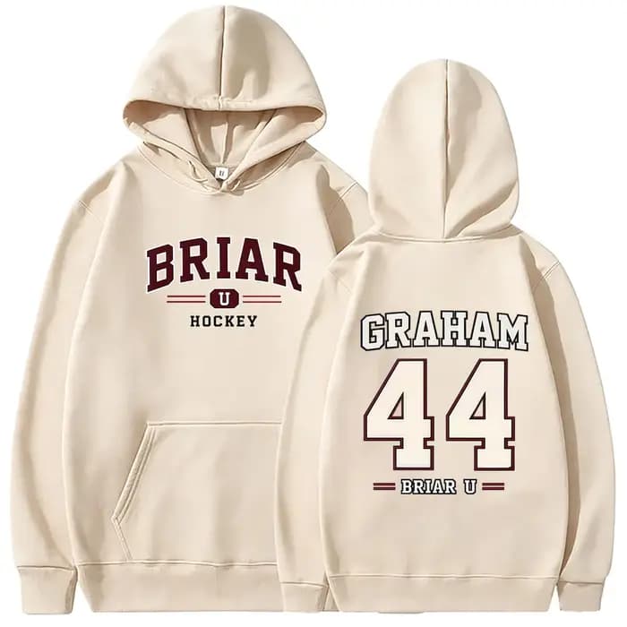Sweat à capuche graphique Off Campus Briar University Hockey Graham 44 pour hommes et femmes, style vintage, coupe oversize, pull tendance pour homme