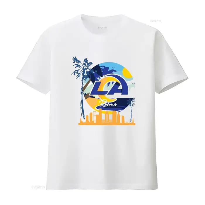 LA Rams Active T Shirt drôle TEE Logo américain vintage lavé doux mode streetwear polyvalent légèrement décontracté unisexe homme