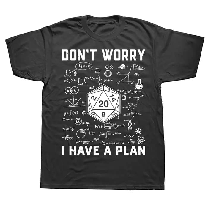 T-shirt DnD Dungeon Dragon Vintage Lavé Oversize Streetwear « I Have A Plan D20 Dice » pour Homme – Coton