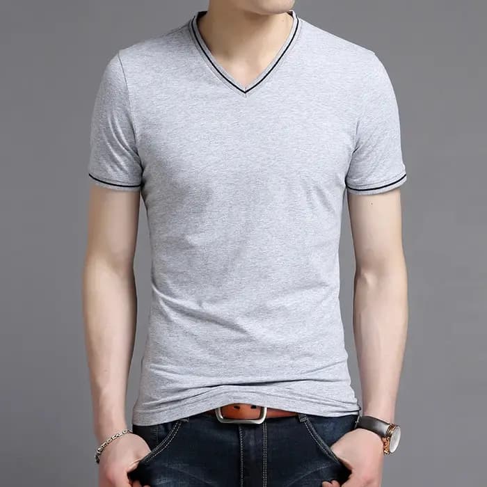 T-Shirt à Manches Courtes et Col en V pour Homme