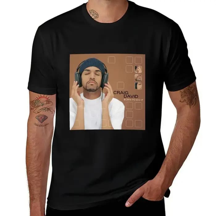 T-shirt Craig David Born to do it, décontracté, coupe ample, à manches courtes