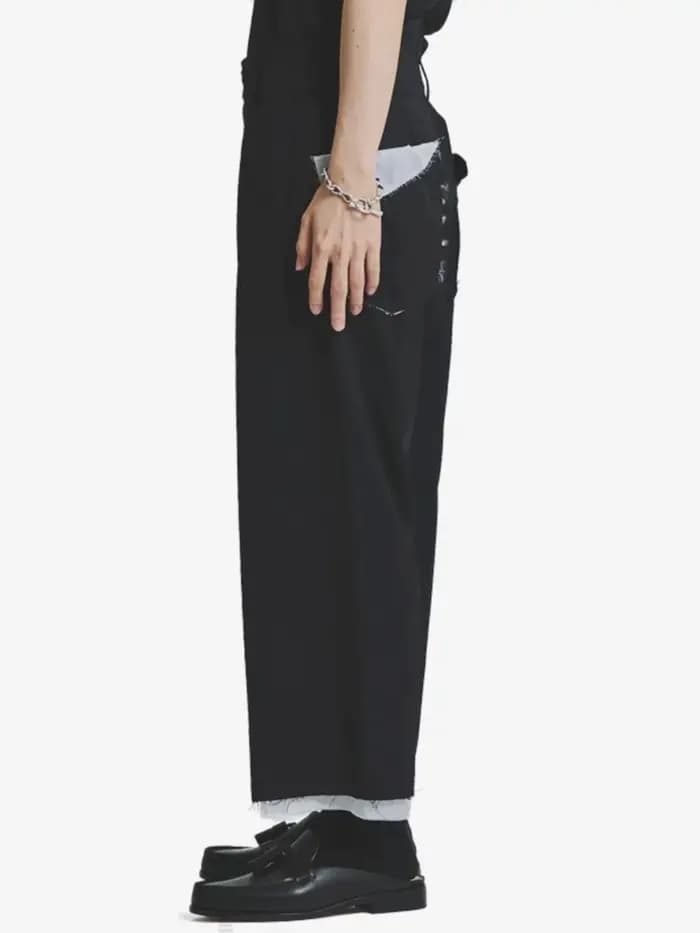 YAMAMOTO Pantalon court noir ample pour homme