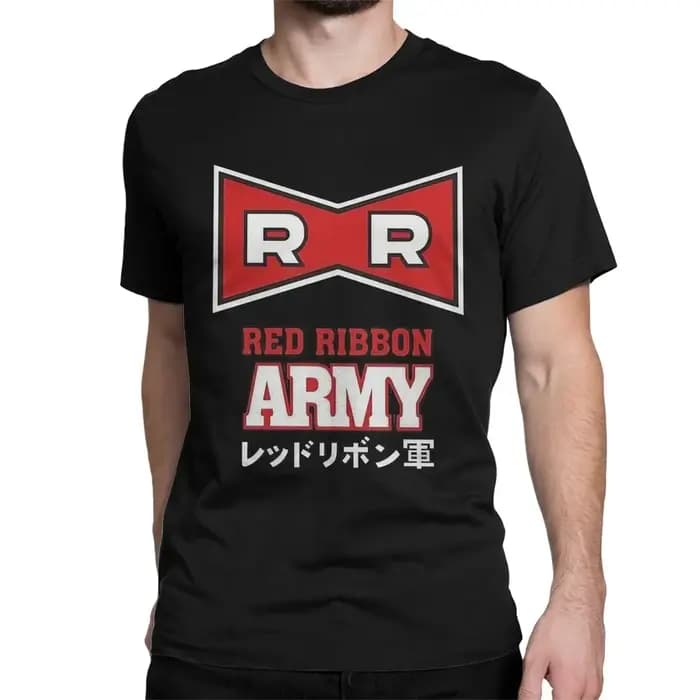 Logo Anime t-shirt pour hommes femmes coton nouveauté T-Shirts col rond ruban rouge armée T-Shirts à