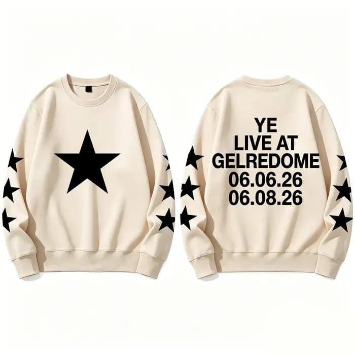 Kanye West Live At Gelredome Pays-Bas 2026 Sweat-shirt à capuche imprimé Hip Hop pour femme et homme