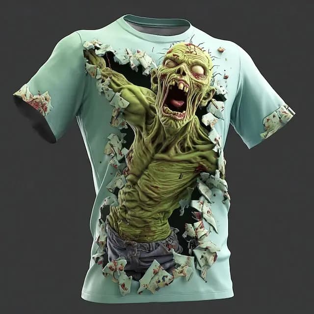 T-shirt à manches courtes pour hommes, imprimé squelette d'halloween en 3D, été, extérieur, décontra